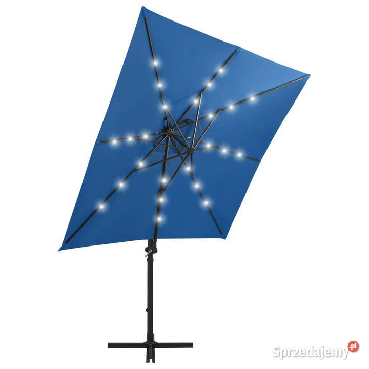 Parasol wiszący z LED i słupkiem niebieski 250 Warszawa