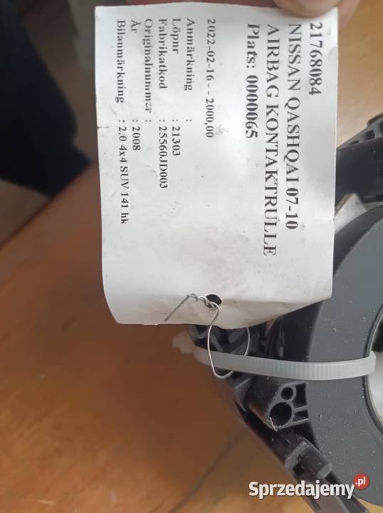 Nissan Quashqai J10 2007 taśma zwijak kierowcy osobowe Warszawa