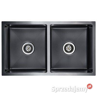 vidaXL Ręcznie robiony zlewozmywak czarny stal