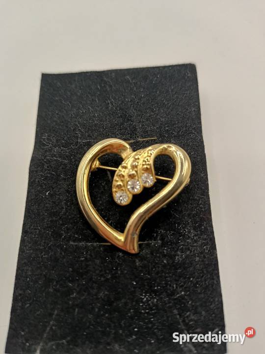 BIŻUTERIA BROSZKA PIĘKNA SERCE KOLORU ZŁOTEGO Ozdoby Zamość