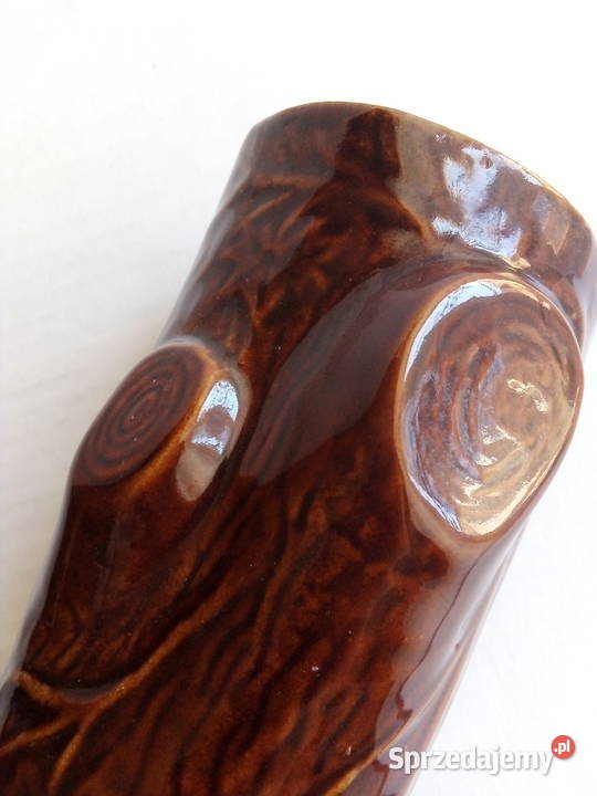 wazon pień pieniek porcelit vintage PRL Częstochowa