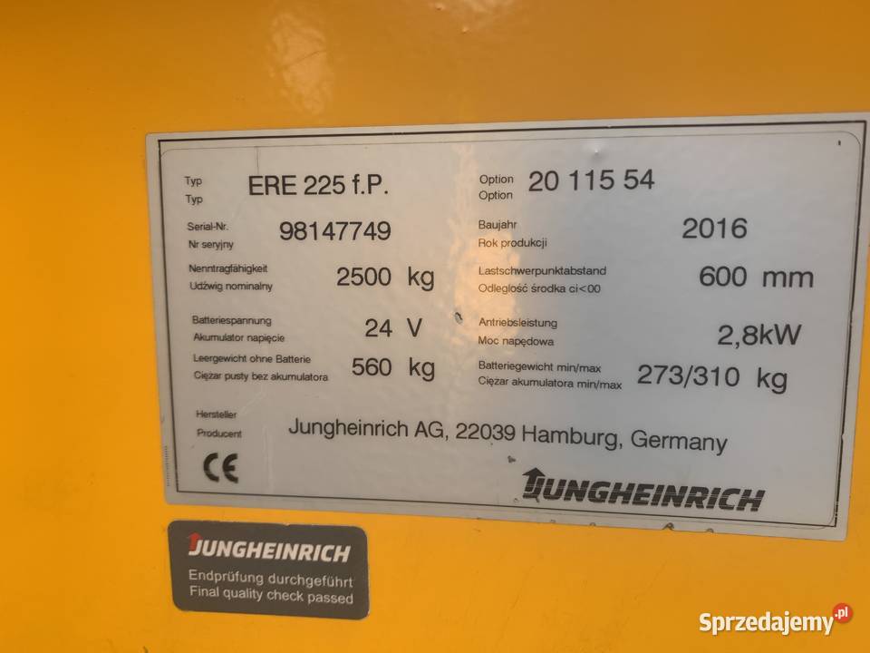 Sprzedam wózek Jungheinrich ERE225 Jungheinrich Katowice