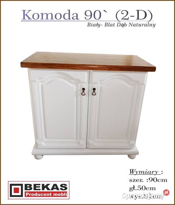 Komoda 90 2D Biała Blat Dąb Rustikalny Bekas 90cm Pozostałe Żary sprzedam
