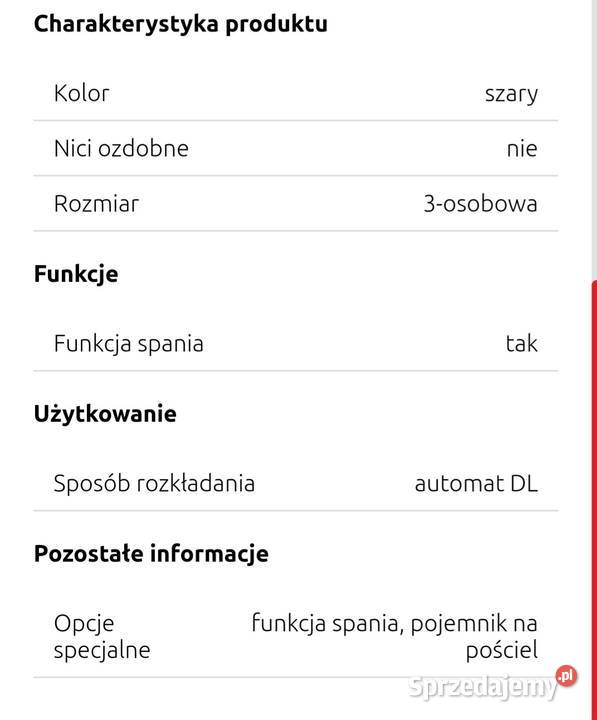 Sofa z funkcją spania NOWA Marki