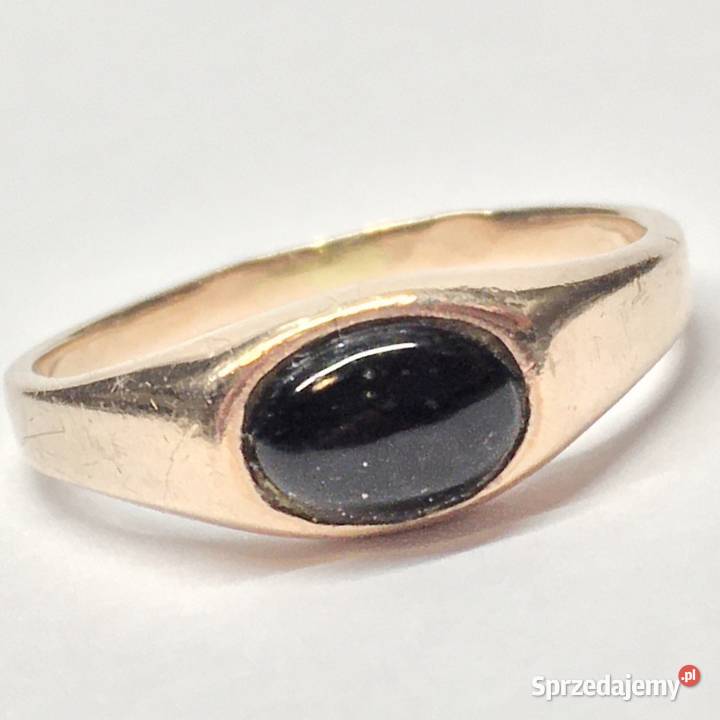 Złoty PIERŚCIONEK damski 585 14K cudowny ONYKS Warszawa