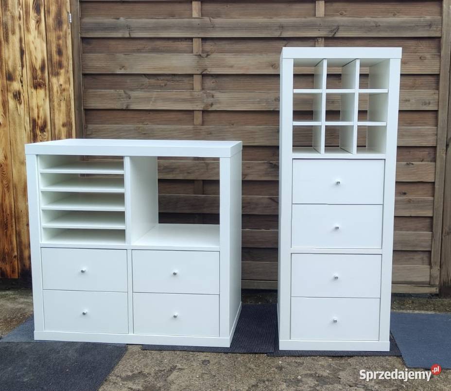 Komplet IKEA Kallax 2 x regał biały akcesoria Warszawa