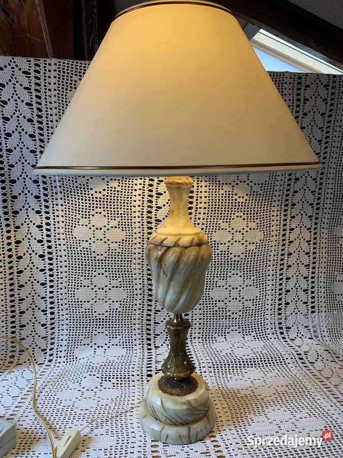 Stara elegancka duża lampa mosiądz kamień Bystrzyca Kłodzka