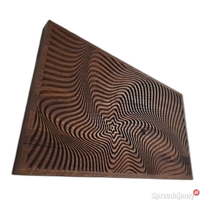 Abstrakcyjna dekoracja z drewna hipnotyczny wzór Malechowo