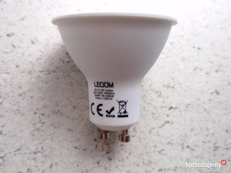 Żarówka LED GU10 3W 3000k biały ciepły LEDOM łódzkie Łódź sprzedam