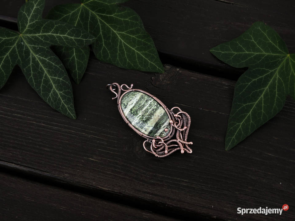 Unikatowy miedziany wisior serpentynit małopolskie Wieliczka