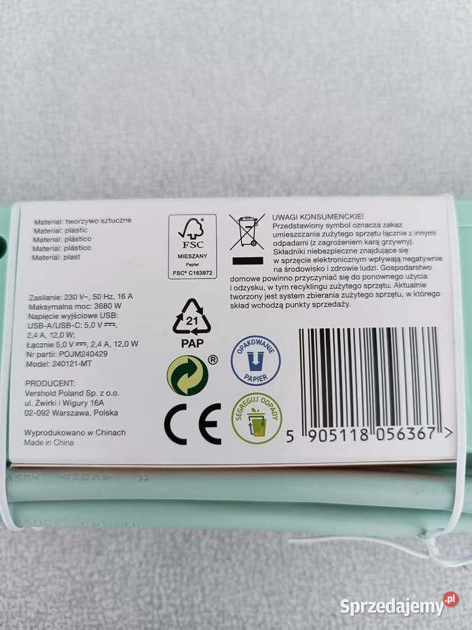 Listwa zasilająca Hykker 15m 5 gniazd 2xUSB 12 W Kędzierzyn-Koźle sprzedam