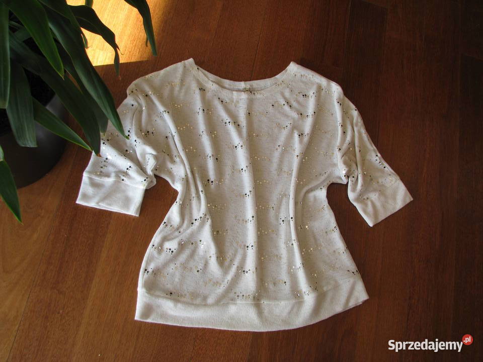 Luźny biały sweterek bluzka z cekinkami L XL Bluzki i koszule małopolskie Brzegi sprzedam