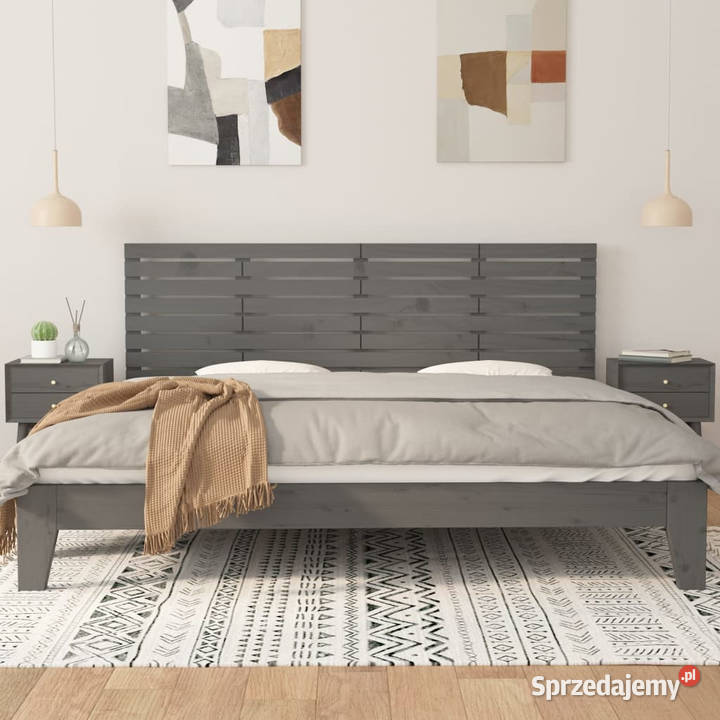 Wezgłowie łóżka szare 206x3x63 lite drewno Warszawa