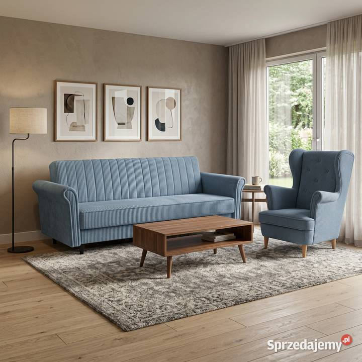 Zestaw Mebli Tapicerowanych Sofa plus Fotel wielkopolskie Kliny