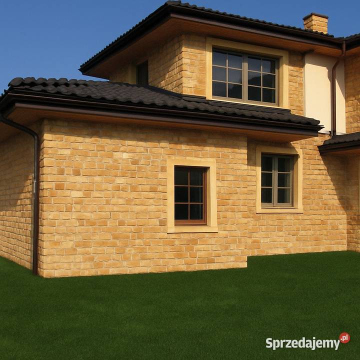 Żółty kamień elewacyjny na dom ściany elewacje z Wielgomłyny