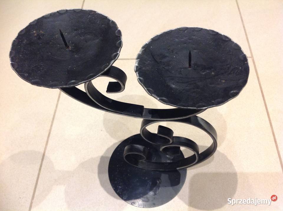 Świecznik Dwuramienny Metalowy Metaloplastyka Świeczniki Nowa Sól