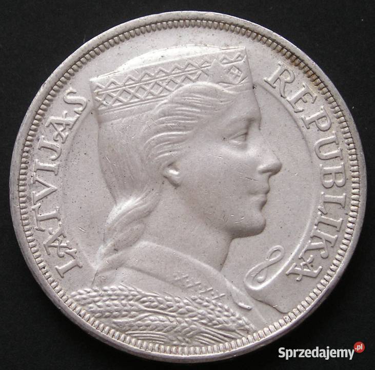 Łotwa 5 lati 1931 srebro Łódź