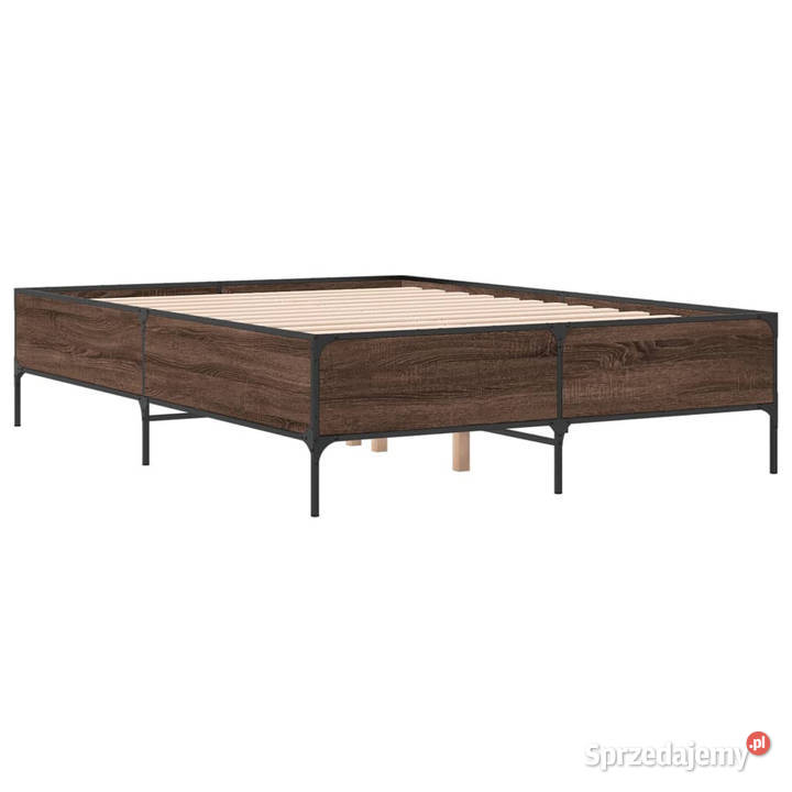 Rama łóżka brązowy dąb materiał drewnopochodny 153cm