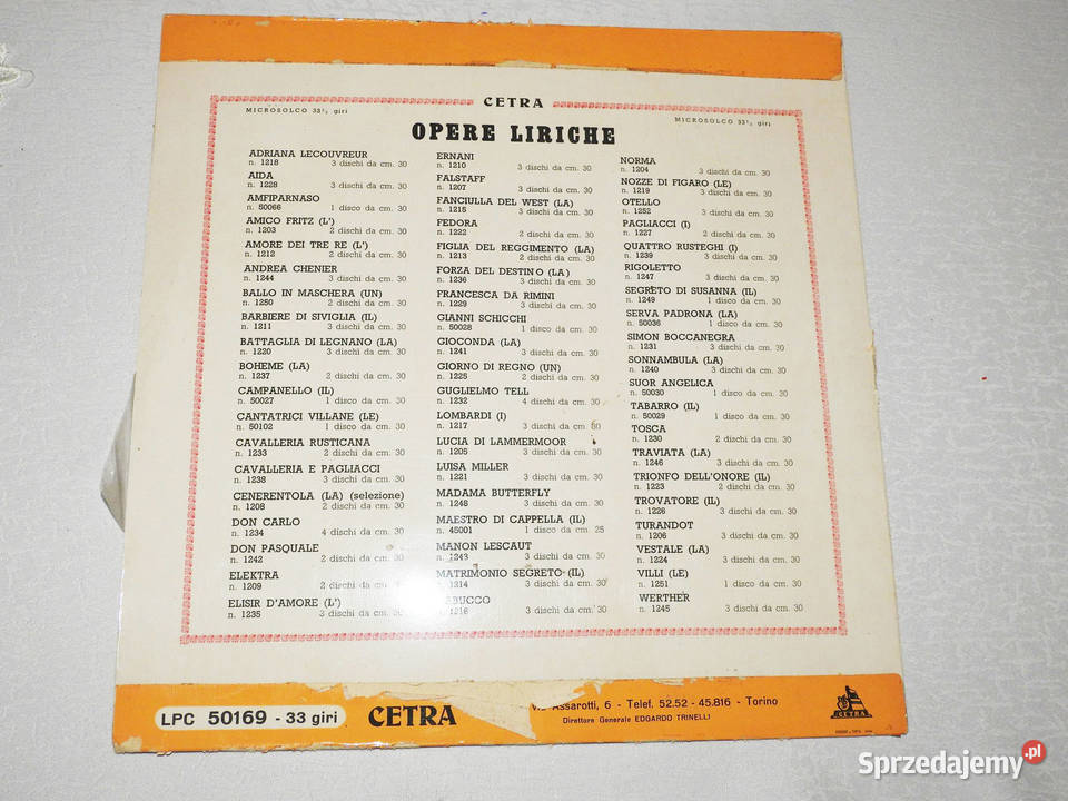 Andrea Chnier Cetra LPC 50169 Włochy płyta winylowa podkarpackie Przemyśl