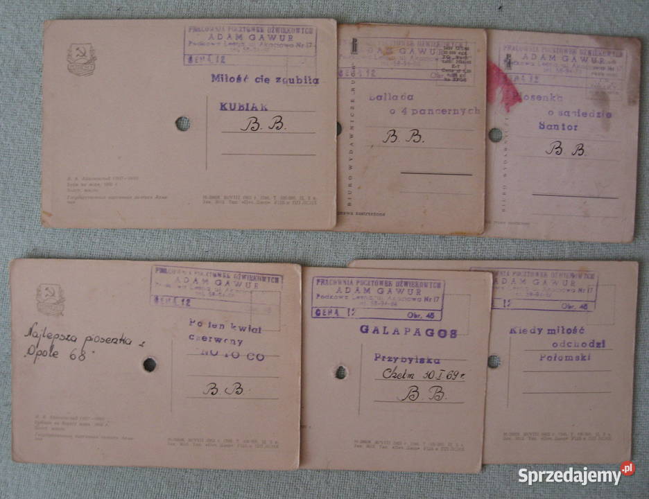 Stare pocztówki dźwiękowe lata 60 PRL Łódź