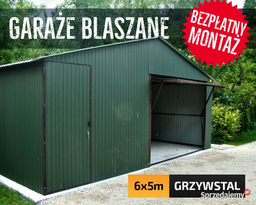 D71 Garaż Blaszany 6x5m ZIELONY Garaże Blaszane 30m2 Poddębice