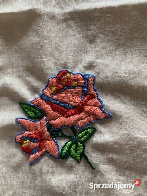 Haft rękodzieło kwiaty kolorowe inicjał A hand Częstochowa
