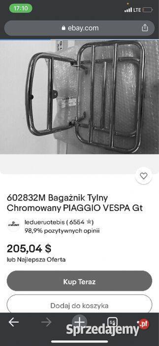 Piaggio Vespa GT 125200 Bagażnik Oryginalny Poznań