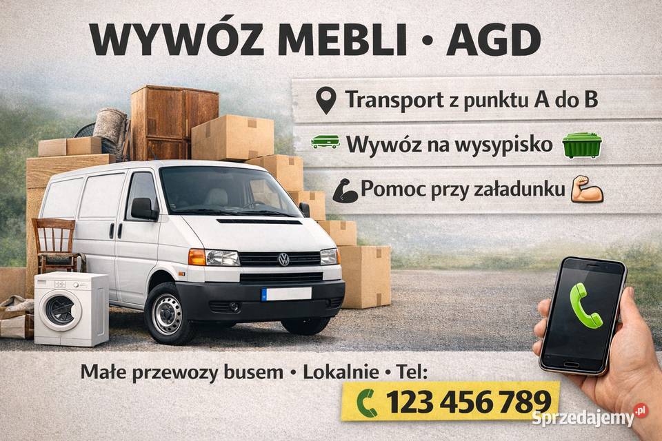 Bus wywóz mebli AGD transport Chojnice