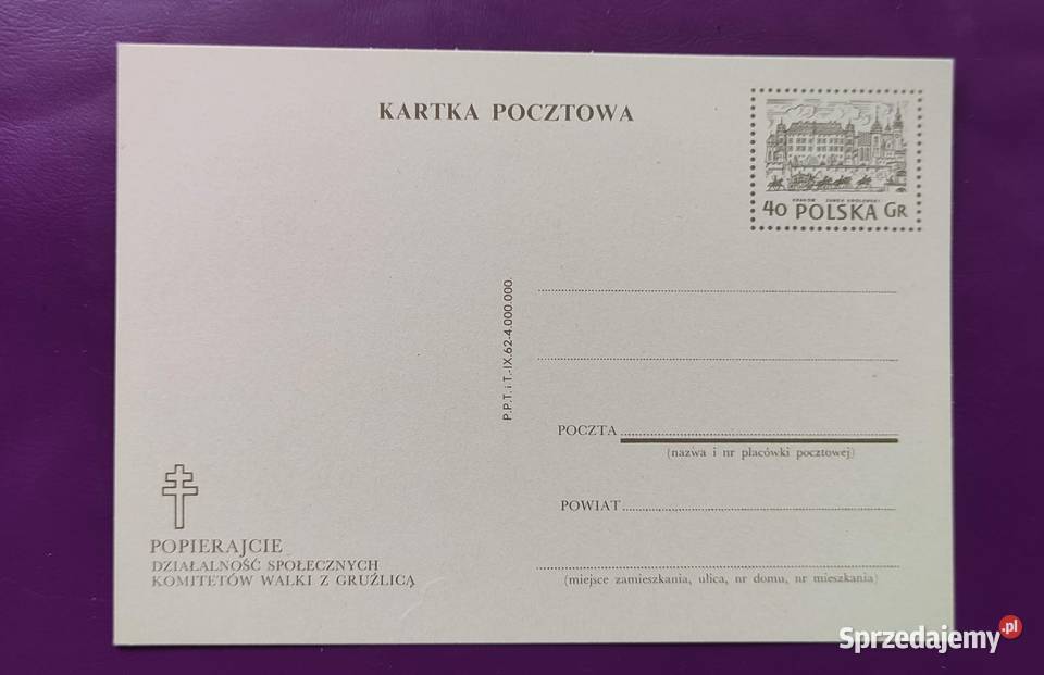 Kolekcjonerska kartka pocztowa z 1962 r Unikat 6 Kolekcje Pruszków