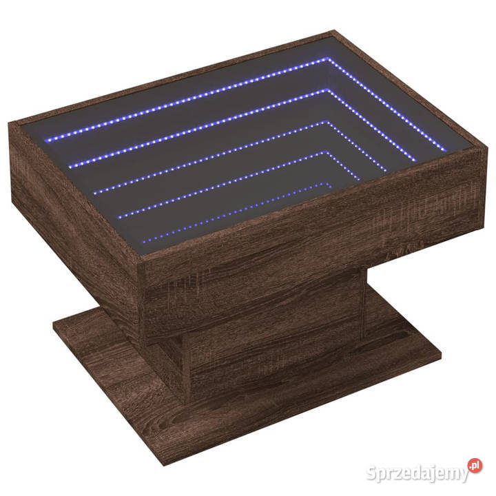 Stolik kawowy z LED brązowy dąb 70x50x45