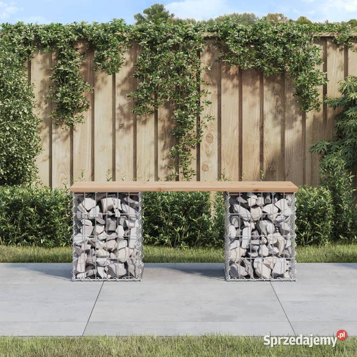 Ławka ogrodowa gabion 103x31x42 lite drewno Warszawa