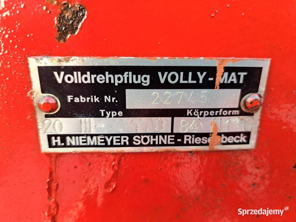 Pług obrotowy obracalny Niemeyer Volly Mat 3 Proszowice sprzedam