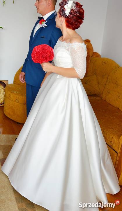 suknia ślubna śmietankowa biel mikado Viola