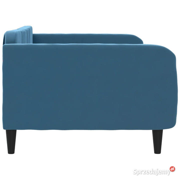 Sofa z funkcją spania niebieska obita aksamitem Warszawa