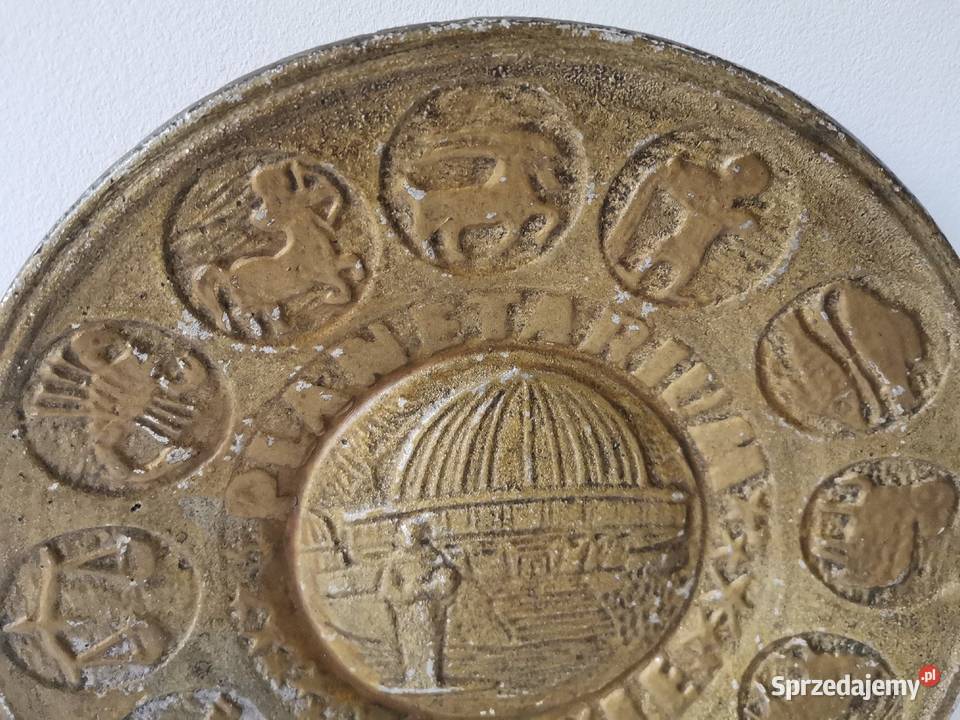 Stara metalowa patera talerz wiszący Zodiak Antyki Katowice sprzedam