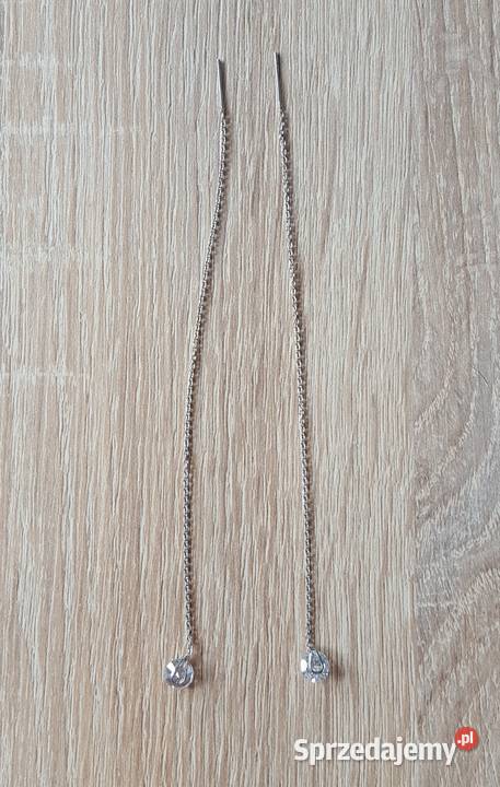 Nowe kolczyki srebrny kolor wiszace dlugie z Szczecin