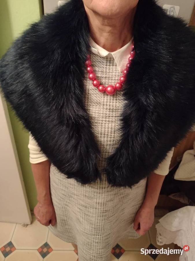 Wytworna duża FUTRZANA ETOLA szal futerko JEDWAB małopolskie