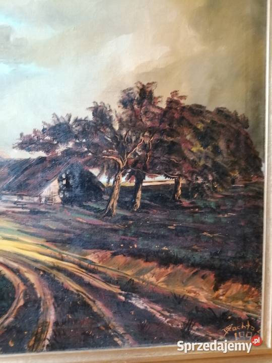 Obraz olejny Przed burzą na wsi Antyki, Sztuka, Kolekcje Łódź