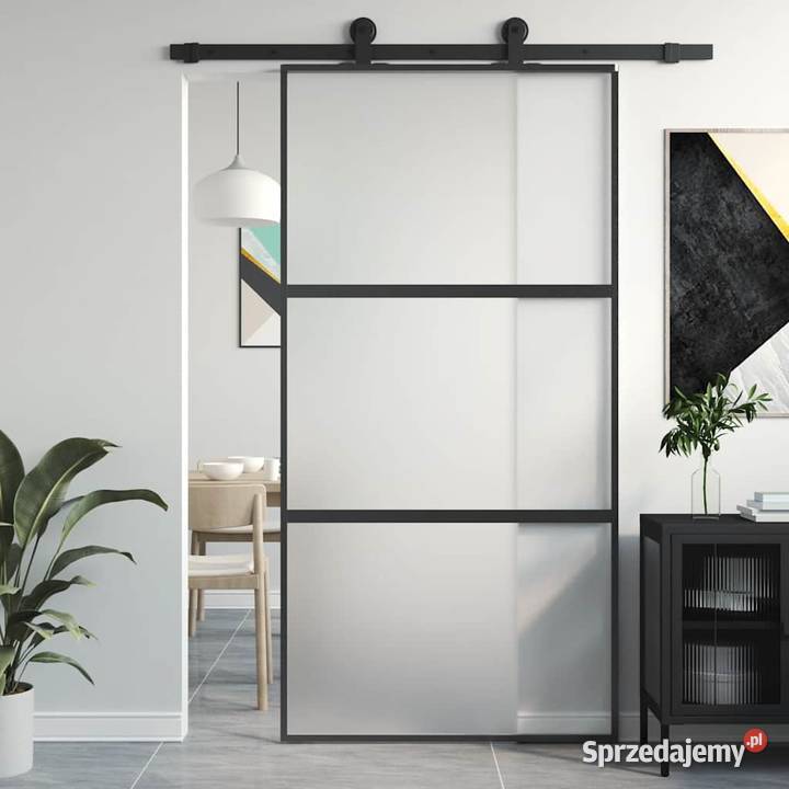 Drzwi przesuwne czarne 1025x205 szkło hartowane Warszawa