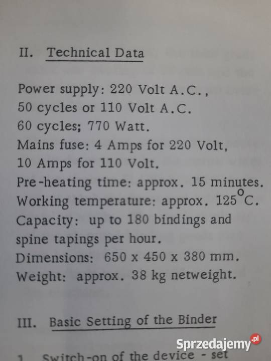 Urządzenie do bindowania opraw Planax 380 Produkcja Ząbkowice Śląskie