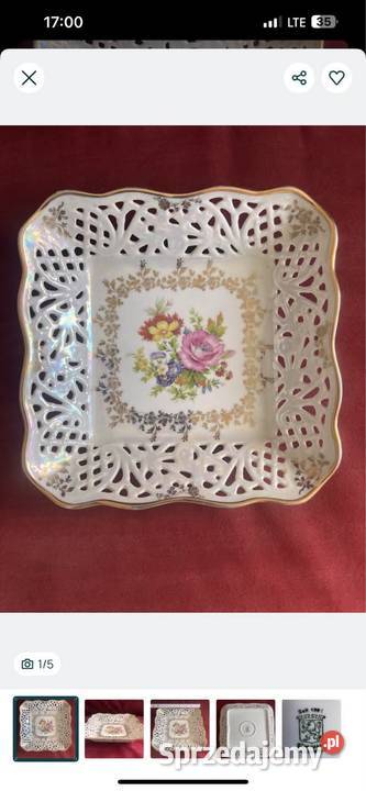 Patera z ażurem Kwadratowa Syg Schumann Ażur Porcelana i szkło Gdańsk