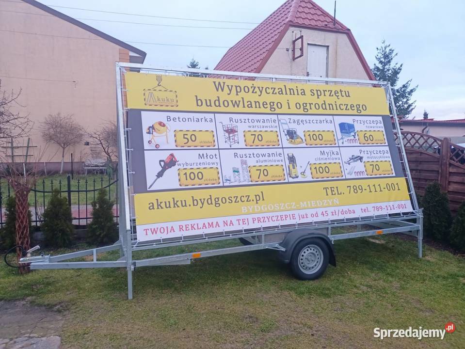 Przyczepa reklamowa 4x2 faktury VAT skuteczna Bydgoszcz