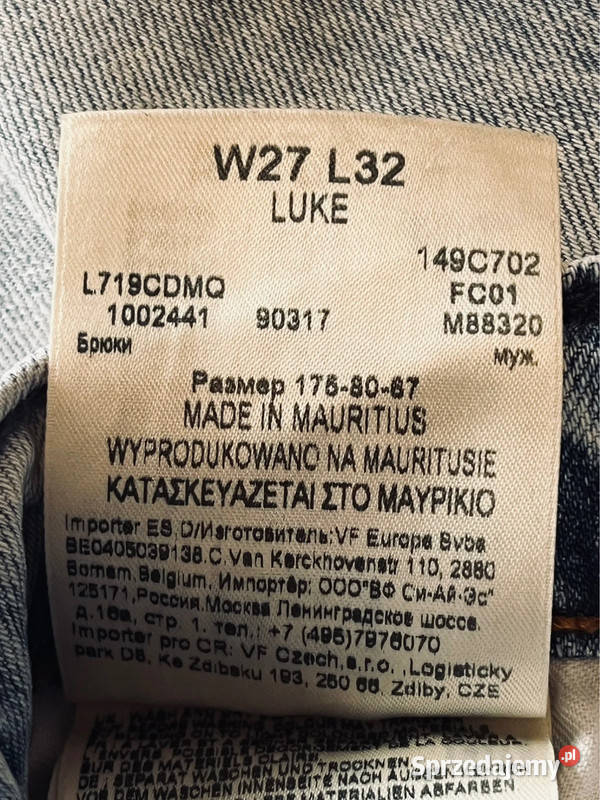 Męskie spodnie LEE śląskie Częstochowa