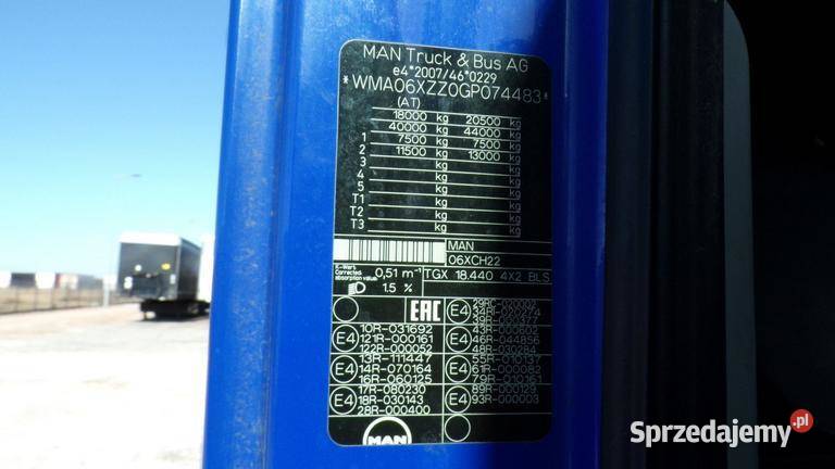 MAN TGX 18440 2016 124190 ccm 441 automatyczna Warszawa sprzedam