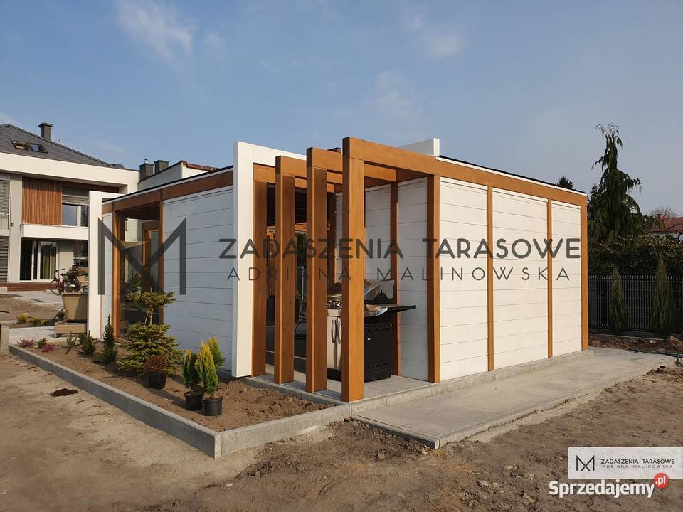 Duża altana altanka nowoczesna z drewutnią Nysa