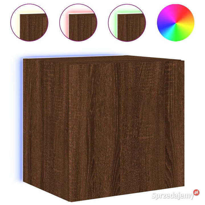 Ścienne szafki TV z LED 2 brązowy dąb 405x35x40 Warszawa