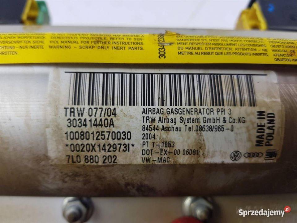 PODUSZKA AIRBAG VOLKSWAGEN TOUAREG 7L0880202 kujawsko-pomorskie Lipno sprzedam