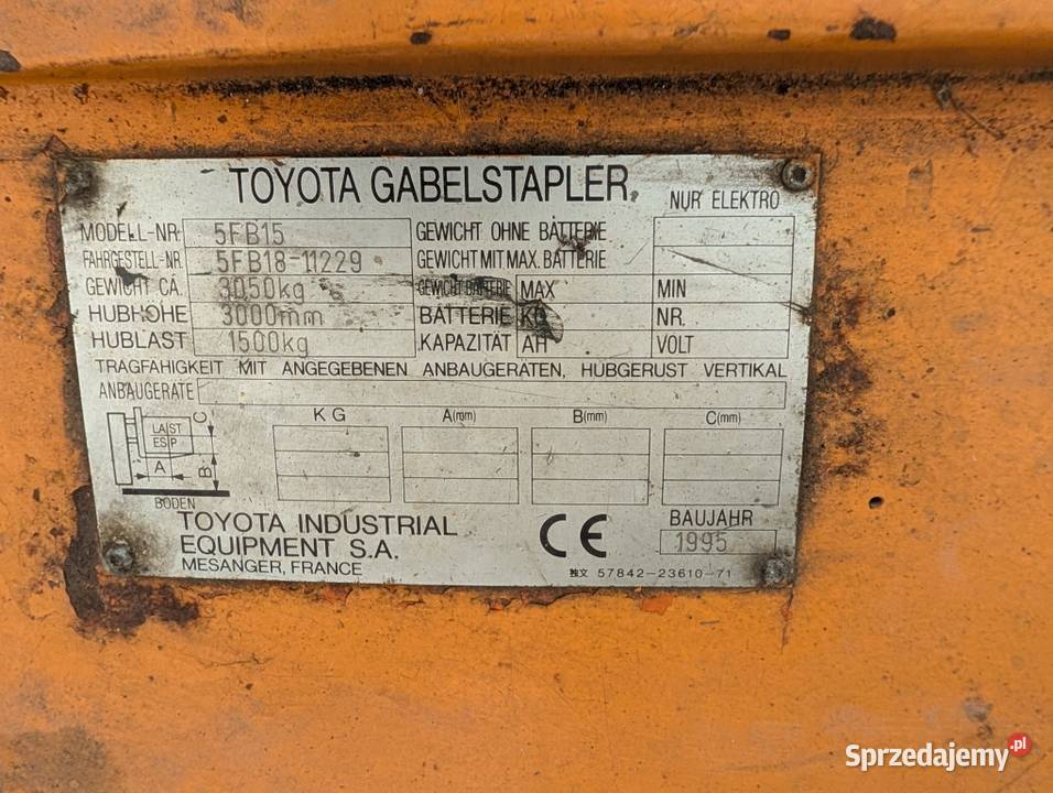 Wózek widlowy elektryczny TOYOTA 5FB16 Nasielsk