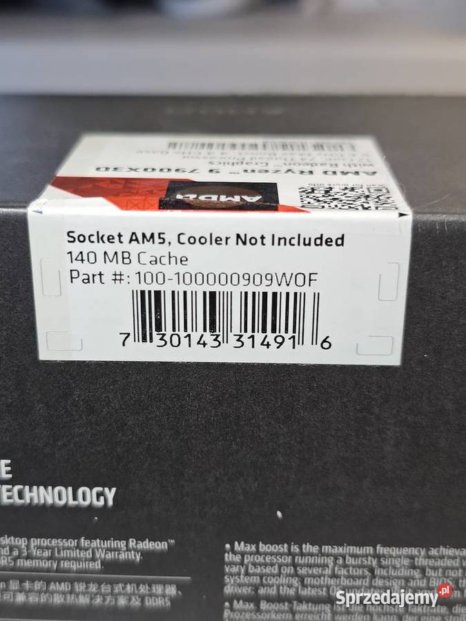 Procesor AMD Ryzen 9 7900X3D 12 rdzeni24 wątki Grybów