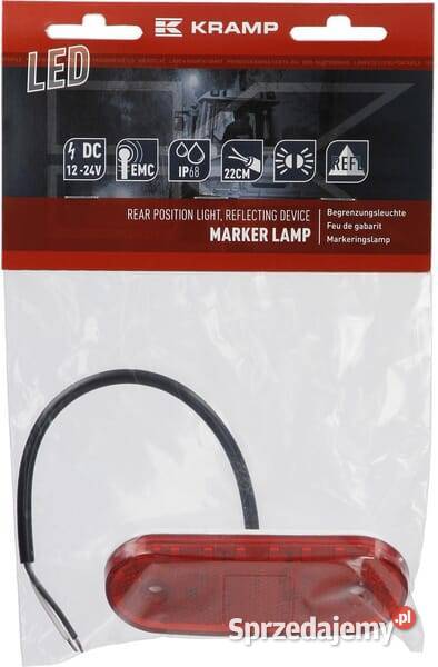 Lampa obrysowa LED prostokątna 1224V z przewodem Kamionna